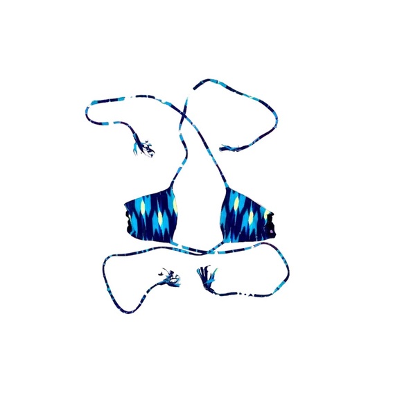 Acacia Kenya Blue and Yellow Crocheted Tribal Print Bikini - Picture 10 of 13